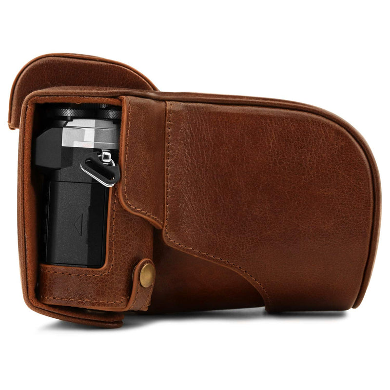Megagear MG1863 Ever Ready Genuine Leather Camera Case Compatible With Olympus Om-D E-M5 Mark Iıı - Brown
