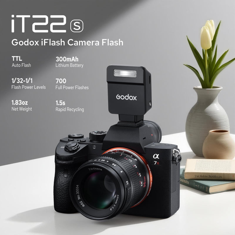 Godox iT22 S Flash for Sony, iT22-S Mini TTL Flash with Intuitive Screen | 1.5s Recycle, 700 Full Power Flashes, USB-C Charge, Built-in Battery, GODOX iT22 iT22S Pocket Flash Speedlight for Sony iT22-S for Sony