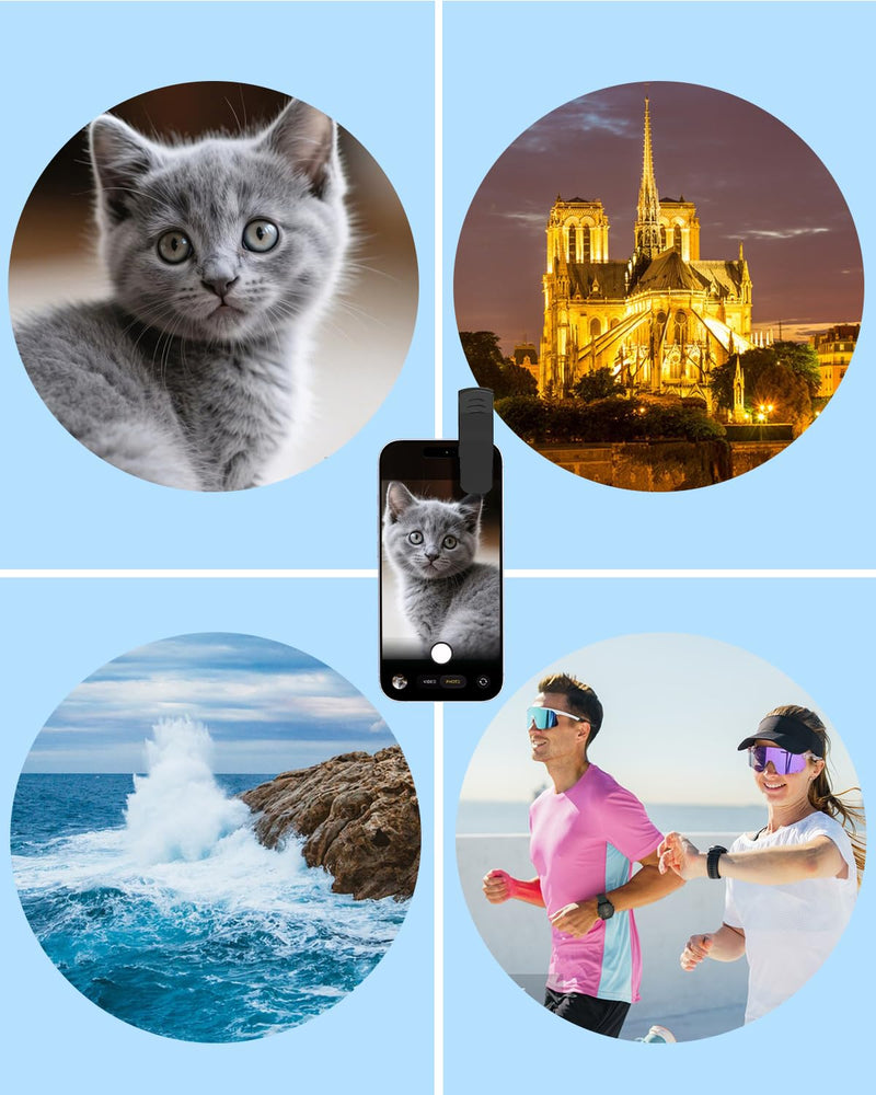 Phone Camera Lens Kit, 0.45X Wide Angle + 15X Macro Lens | 2 in 1 Lens Attachment for iPhone 17/16/15/14/13, Phone Clip-on Lens for iPhone/Android, Includes Travel Bag