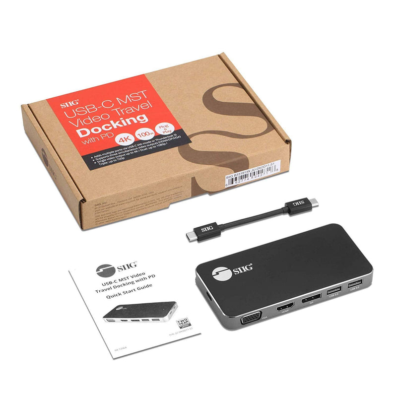 SIIG 4K USB-C MST Laptop Docking Station Thunderbolt 3 Compatible with 100W PD Supports Windows & Chromebooks, Mac M1/M2/M3 Pro/Max for Single Extend Video Output only