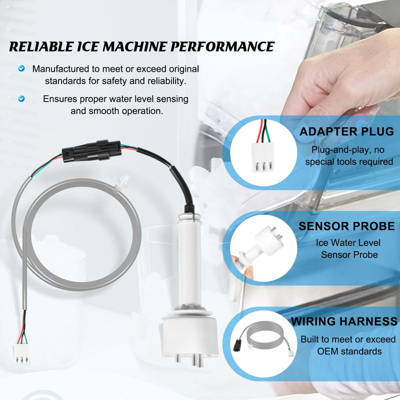 000016053 Ice Water Level Sensor Probe Kit with Harness Replacement for Manitowoc Commercial Ice Machines, Compatible with I0600, I1400, ID0522A, and More Models – Premium Ice Maker Parts