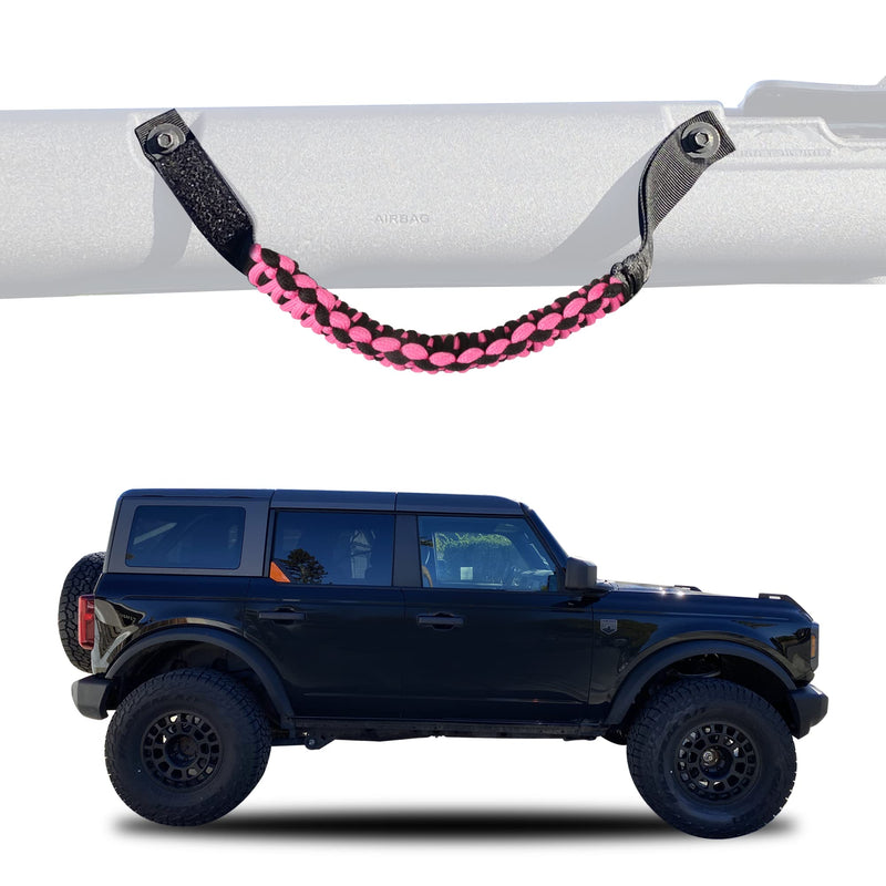 BESTAOO Roll Bar Grab Handles Paracord Grip Handle for Ford Bronco Accessories 2021 2022 2023 2024 2025 2 Door 4 Door, 4 Pack (Pink) Pink