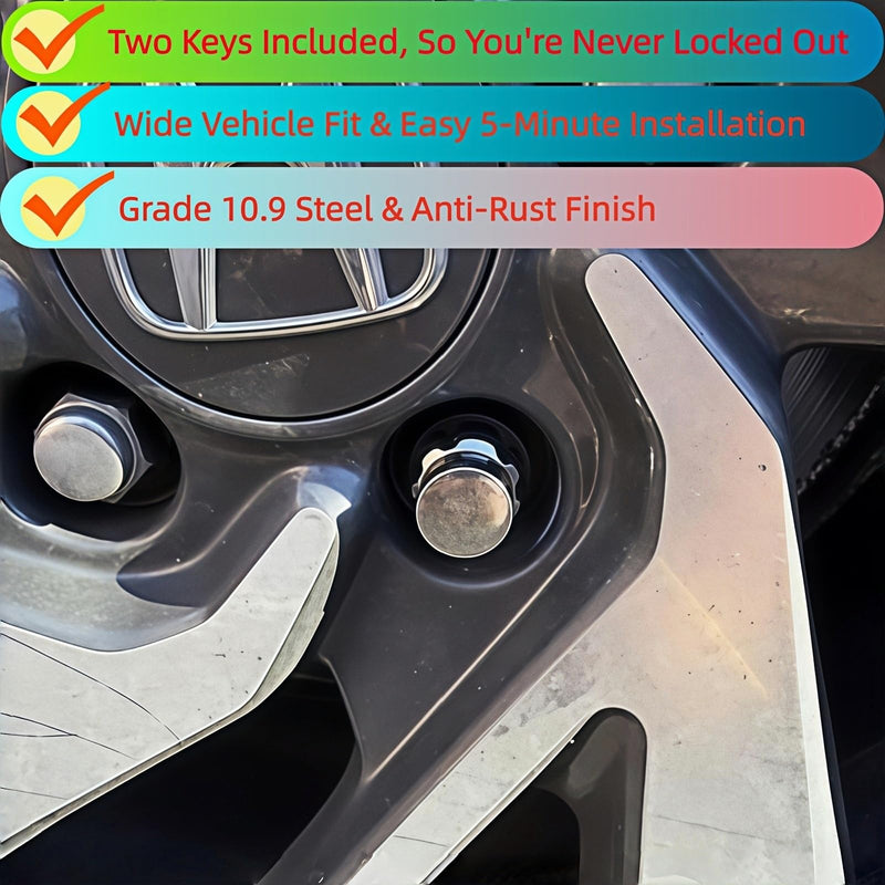 for Honda Wheel Lock Lug Nuts,Two Keys,M12x1.5 Thread, Ball Seat, 31.7mm Height, Anti-Theft Wheel Locks Compatible with Honda & Acura US Models