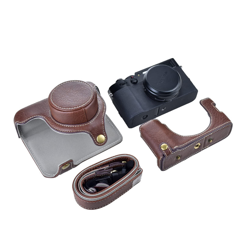 Rieibi X100V Camera Case - Retro Leather Case for Fujifilm X100V Digital Camera - Protective Case with Strap and Grip Case - Brown New Version