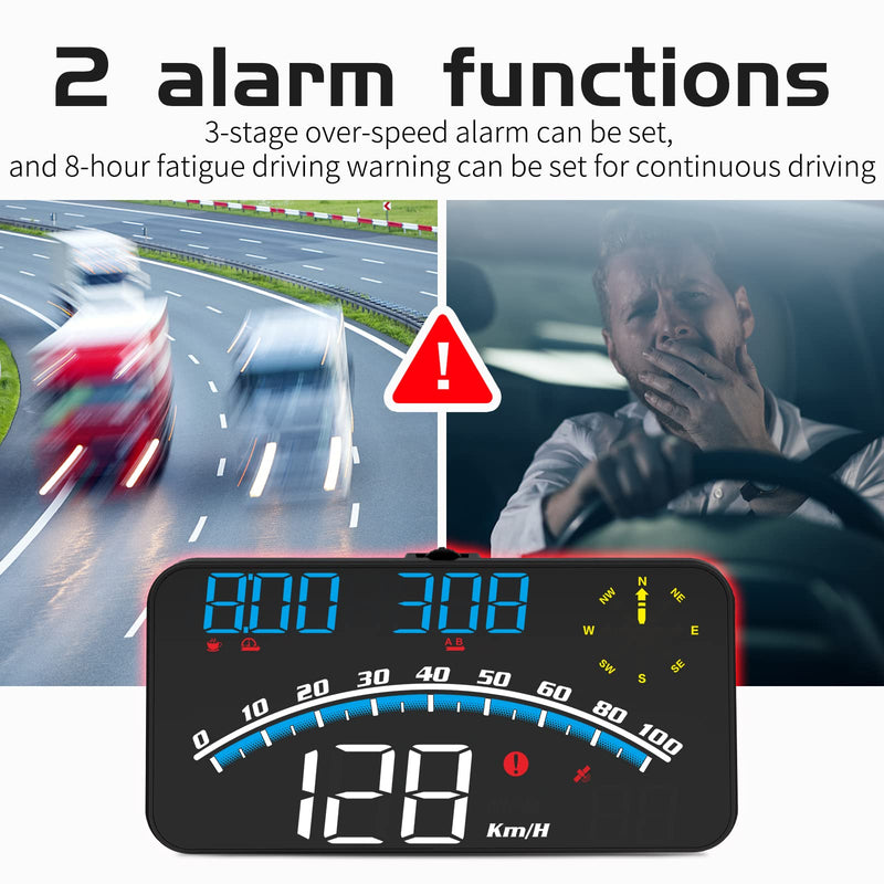Digital GPS Speedometer, HUD Head Up Display for Car, Upgraded 5.5" large-screen, Suitable for All Vehicles BLUE AND WHITE