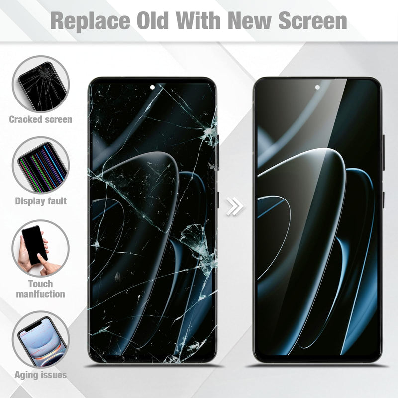 for Samsung Galaxy S21 Ultra 5G Screen Replacement,Black with Frame,Incell | for SM-G998U SM-G998B/DS,G998A, LCD Display Digitizer Touch Screen Assembly,with Tools,No Fingerprint