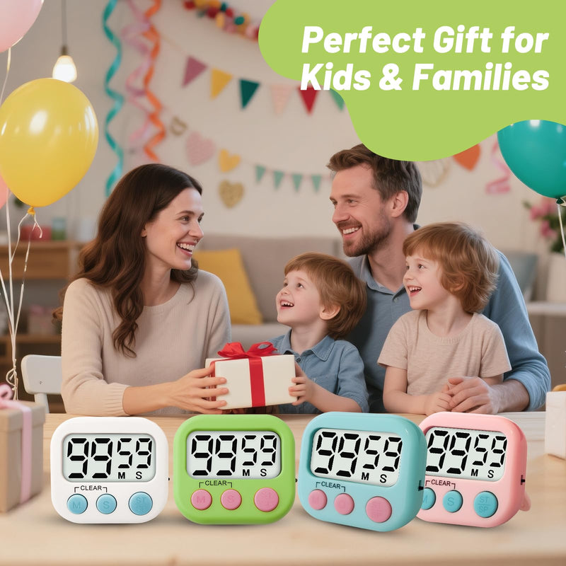12 Pcs Digital Timer for Kids, Magnetic Countdown Kitchen Timer, Upgrade Loud Alarm Timers for Cooking, Kitchen, Exercise, Work, Study, Classroom, Outdoor Activities, Battery not Including 12
