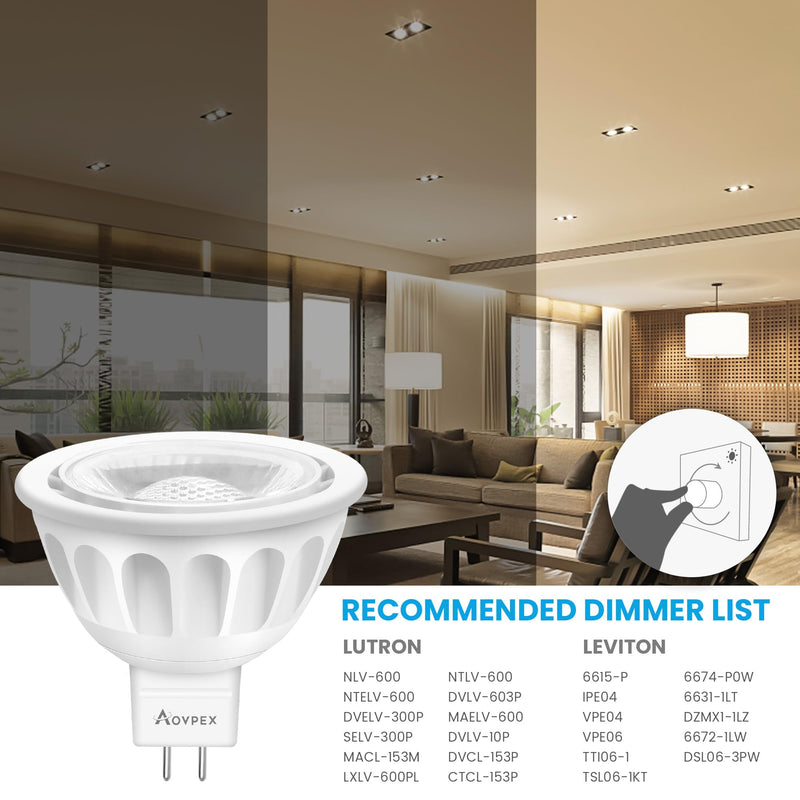10 Pack Dimmable MR16 LED Bulbs, 12V 5W(50-Watt Equivalent), 3000K Warm White, GU5.3 Bi-Pin Base, 40-Degree, Indoor/Outdoor Landscape Spotlight Track Recessed Lighting 10 Count
