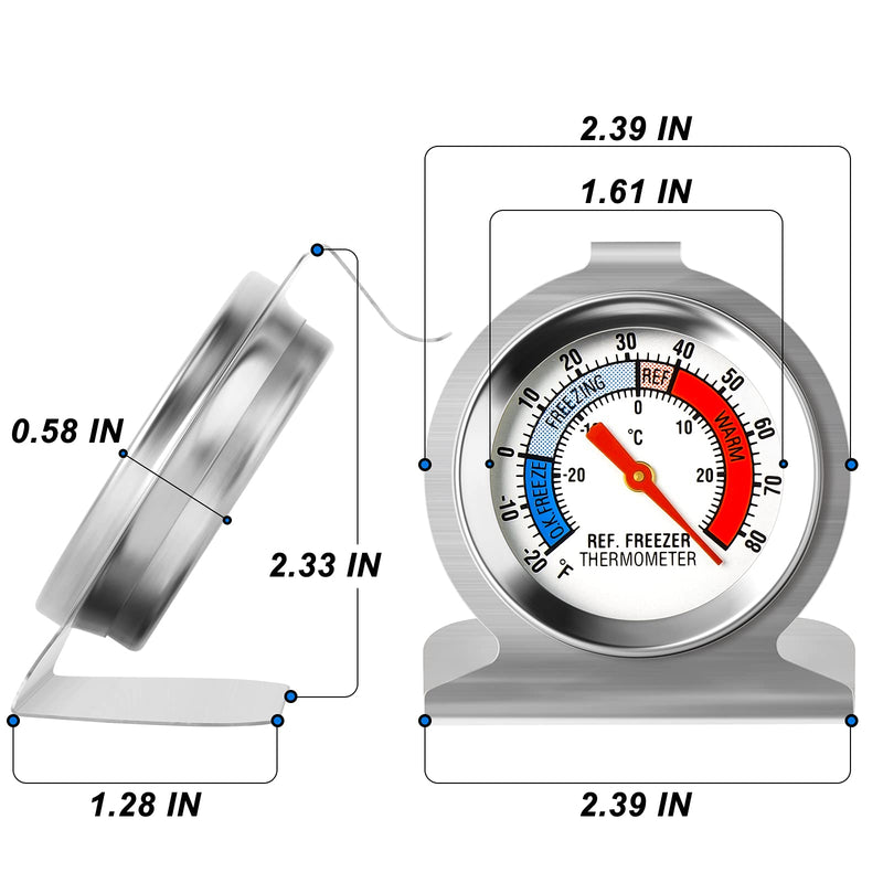 MEANLIN MEASURE 14Pcs Refrigerator Thermometer,2" Large Dial with -20~80°F/-30~30°C Red Indicator Thermometer for Refrigerator and Cooler