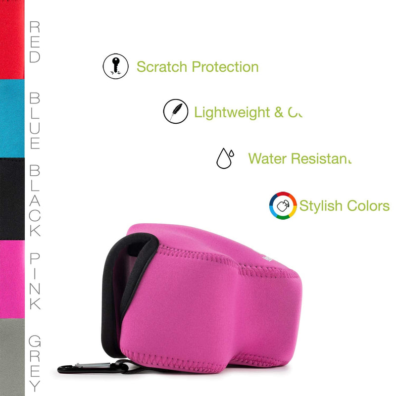 Megagear Nikon Coolpix L340 Ultra Light Neoprene Camera Case, with Carabiner - Hot Pink - MG787 One Size