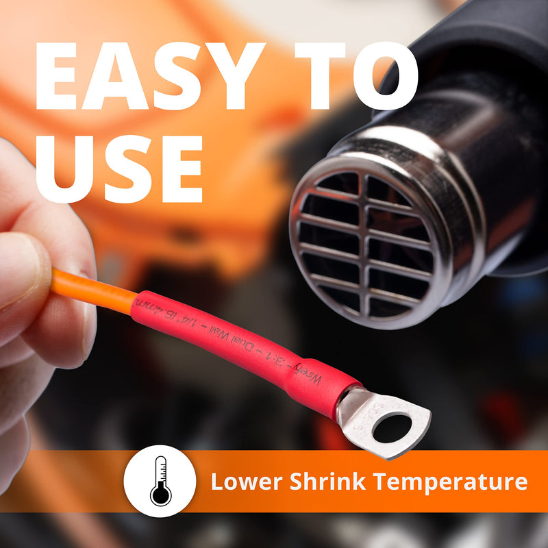 Wirefy 1/2" Heat Shrink Tubing - 3:1 Ratio - Adhesive Lined - a resistant Heat Shrink - Red - 50 Feet Roll