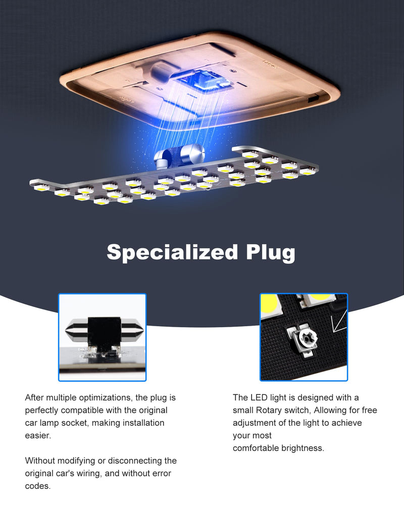 LED Light,Interior Dome Lighting Upgraded Accessory,6000K Pure White Light,Brightness Can Adjust,For Toyota Tacoma(3rd Gen,2016-2023),FJ Cruiser,4Runner,Rav4,Camry,Corolla,Highlander,Prius White Light (840 Lumens)