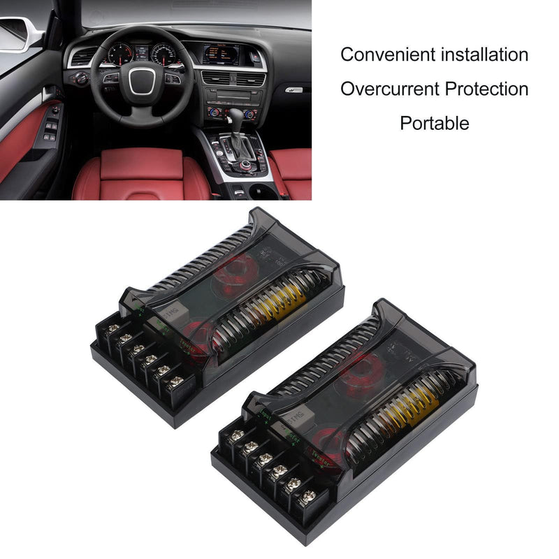 2 Way Car Audio Crossover, 2 Pack 300 Watts Passive Speaker Frequency Divider with Overcurrent Protection and Heat Dissipation for Car Tweeter and Woofer, Universal Installation
