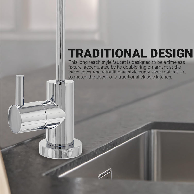 Metpure Non Air Gap RO Water Filtration System Water Dispenser Spout (Chrome). Euro Style with Faucet Wrench NSF Certified. Chrome