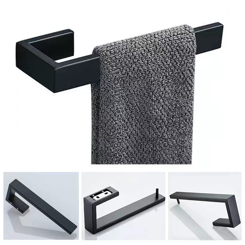 JOPOFI Hand Towel Holder, Towel Ring - Thicken Stainless Steel Towel Holder for Bathroom wall, 8" Rectangular Modern Design Hand Towel Bar, Contemporary Hand Towel Rack - Matte Black 1PCS