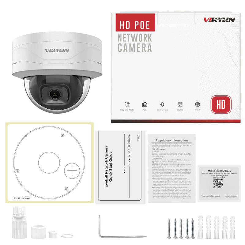 4K Starlight 8MP IP POE Security Dome Camera Outdoor,Tripwire & Intrusion,Human & Vehicle Detection,Low Illumination 98ft Night Vision, Built-in Mic,SD (256GB), H.265, POE, IP67, IK10 Ivory White 8MP 2841E Starlight
