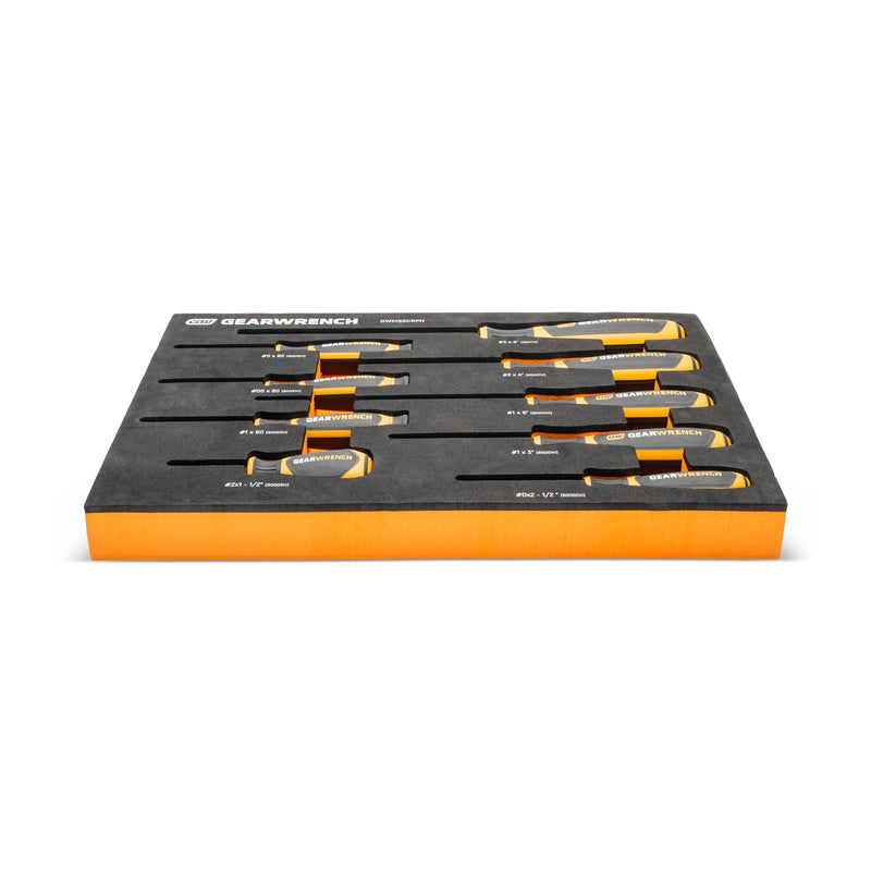 GEARWRENCH 9 Piece Phillips Dual Material Screwdriver Set in Foam Storage Tray - GWMSSCRPH