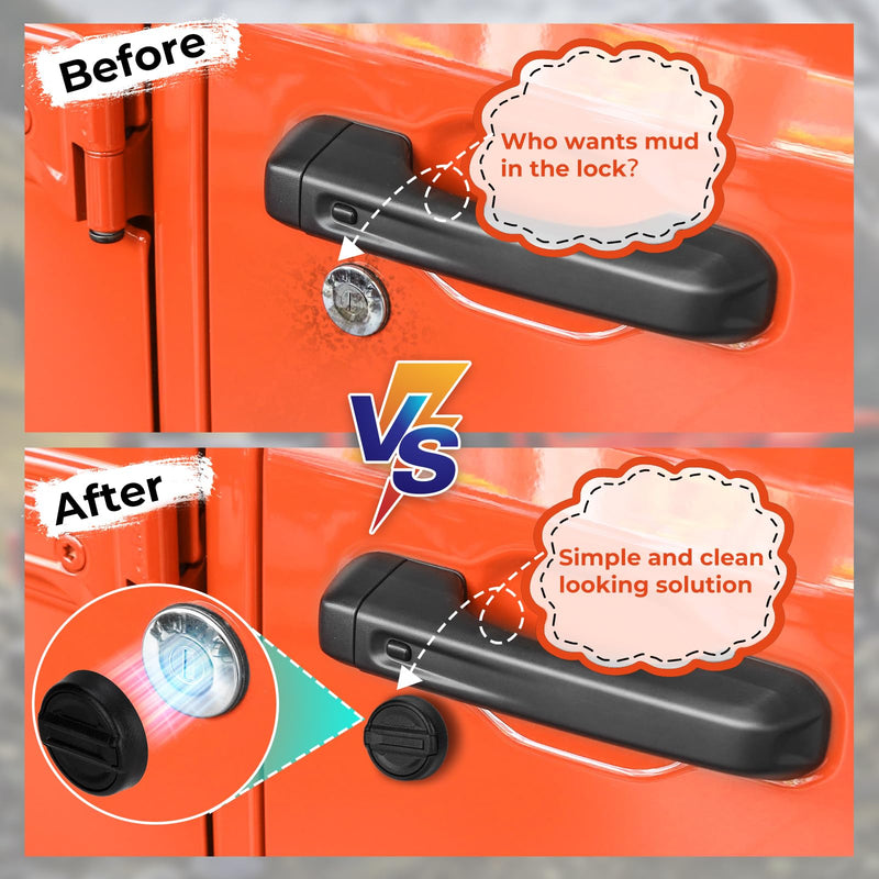 Strong Magnet Keyhole Covers Compatible with 2018-2025 Jeep Wrangler JL and Gladiator JT Front Door, Door Lock Covers for Keyhole Protection (Classic) Classic