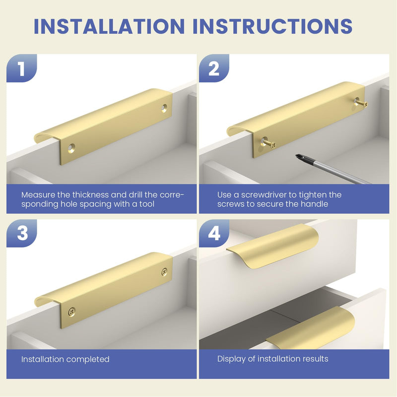 Peaha 20 Pack 2-1/2 Inch Gold Cabinet Handles Drawer Pulls Gold Kitchen Cabinet Handles Finger Pulls for Cabinets Edge Pull Flat Drawer Handle Kitchen Hardware Edge 2-1/2in(64mm) Hole Center