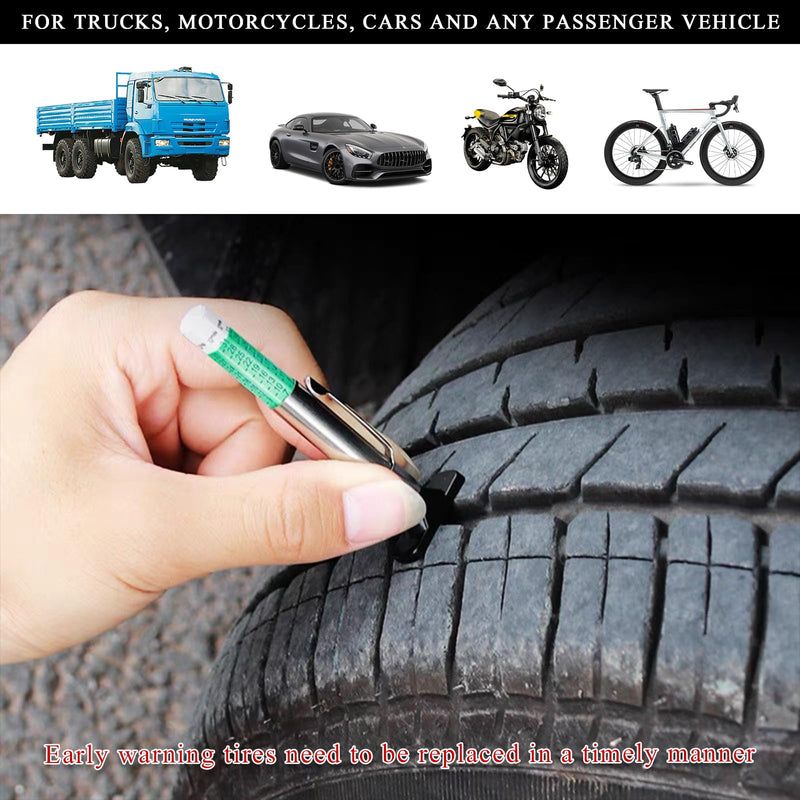2 PCS Car Tire Tread Depth Gauge, Tire Depth Gauge with Six-Sided Smart Color Coded, Tire Tread Depth Measurement Tool for Most Auto Truck SUV, Universal Car Accessories 2 PCS