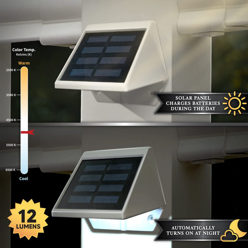 Classy Caps Solar Deck & Wall Lights, Model SL179, White - High Performance, Energy Efficient, Weather-Resistant, Durable Cast Aluminum, Outdoor Solar Lights, Durable Design, Easy Installation 3.5 x 2.5 x 3