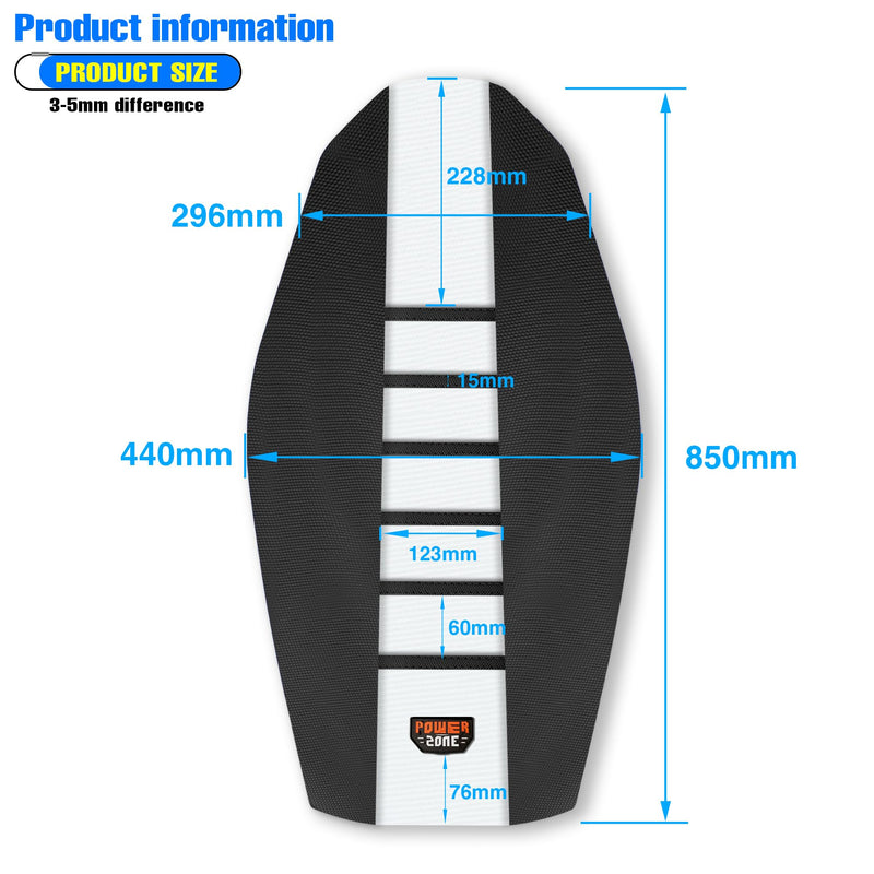 Universal Ribbed Dirt Bike Seat Cover - Gripper Soft Seat Cover for Most Dirt Pit Bike Motorcycle Black-White
