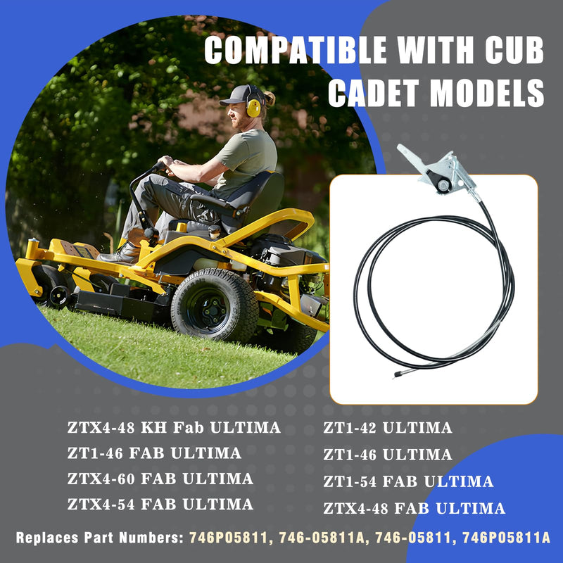 Throttle Choke Cable 746P05811A, Replacement Throttle Cable Fits for Cub Cadet Throttle Cable ZT1 ZTX4 Ultima 42 46 48 54 60, Replace 746P05811 746-05811 746-05811A, Durable Throttle Cable for ZT1