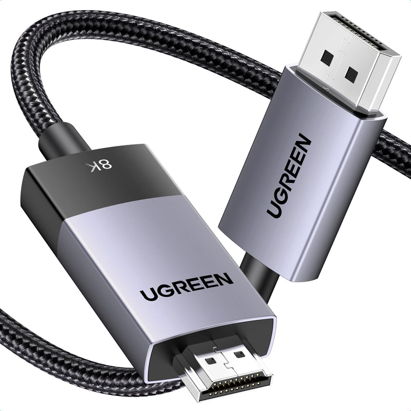 UGREEN 8K@60Hz 4K@240Hz Active DisplayPort to HDMI Cable, 6.6FT | Unidirectional DP 1.4 to HDMI 2.1 Cord Support 32.4Gbps, HDR, Dolby, HDCP2.3, Compatible with Monitor AMD NVIDIA HP HDTV