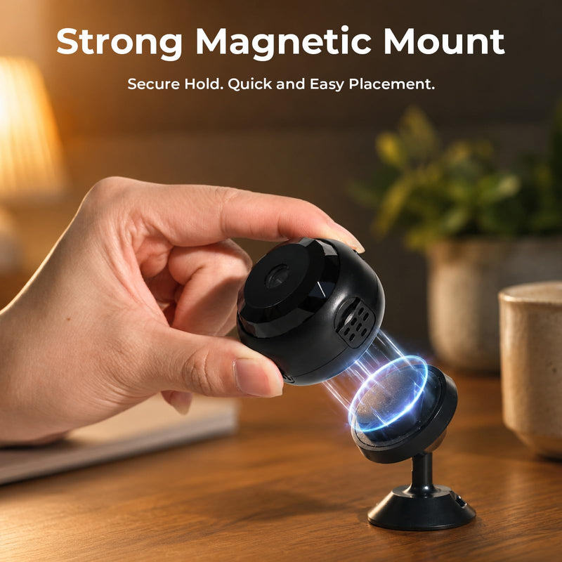 4K Hidden Camera, Mini WiFi Nanny Cam with Motion Detection & Night Vision (Black) | Spy Cam Indoor for Baby Pets Security with App Control
