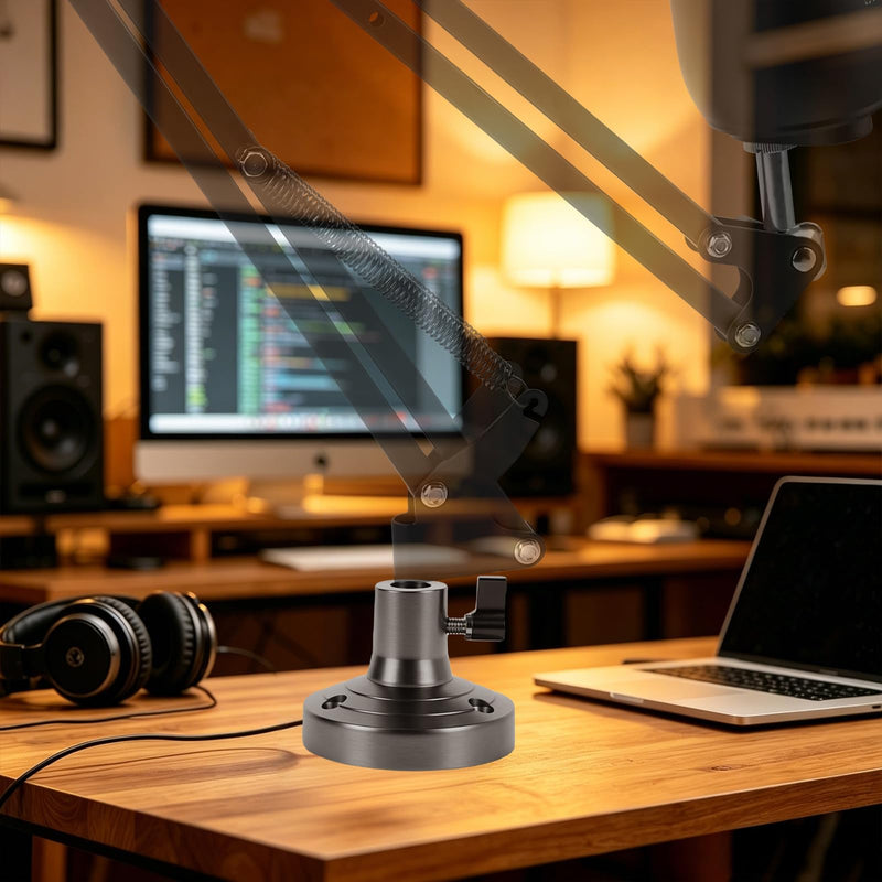 Microphone Table Flange Mount Adapter, Metal Desk Mount Clamp with Adjustable Hole Compatible with TONOR T20, Aokeo AK-35, InnoGear Mic Arm