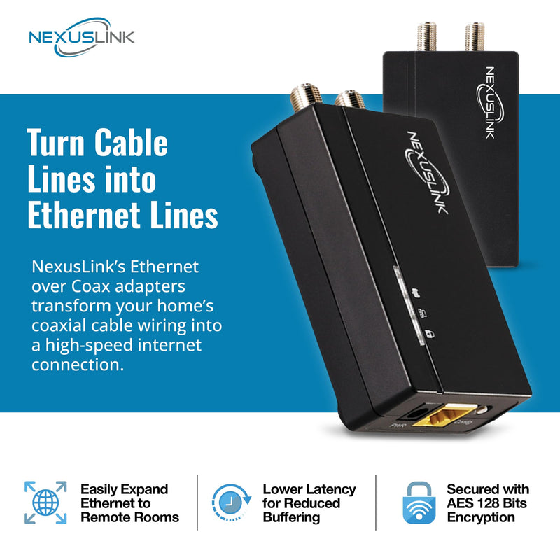 G.hn Ethernet Over Coax Adapter Kit - 1.2Gbps Network for Unused/Dark Coax - Secure Wired Connection for Gaming & Streaming - Easy Setup - Not for Cable TV/Internet - 2 Units (GCA-1200-KIT)