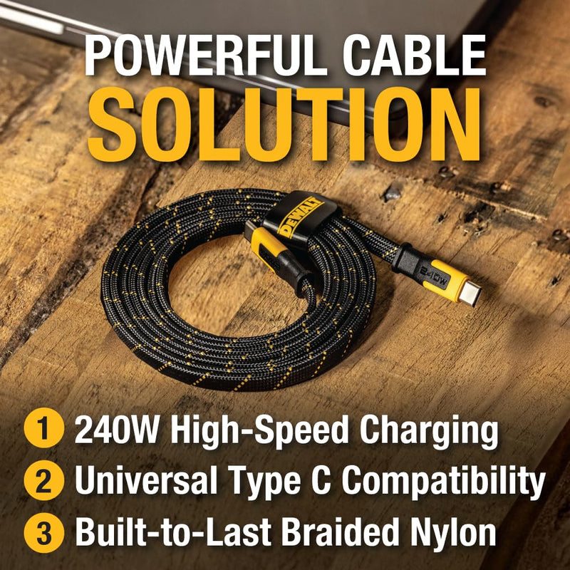 DEWALT Heavy Duty USB C to USB C Fast Charging Cable, Flat 240W USBC to USBC Charge Cable, High Speed Type-C Charging for iPhone 17 16 15 Pro Max Samsung Galaxy MacBook/iPad Pixel, Kevlar Reinforced 6 Feet