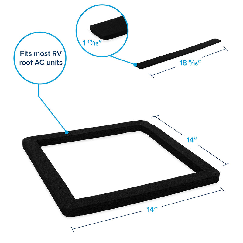 Camco 14-Inch x 14-Inch Universal Camper Roof A/C Gasket Kit - Features a Waterproof Compression Seal, Self-Adhesive Picture Frame Gasket, and Self-Adhesive Leveling Pads (25071) One Size