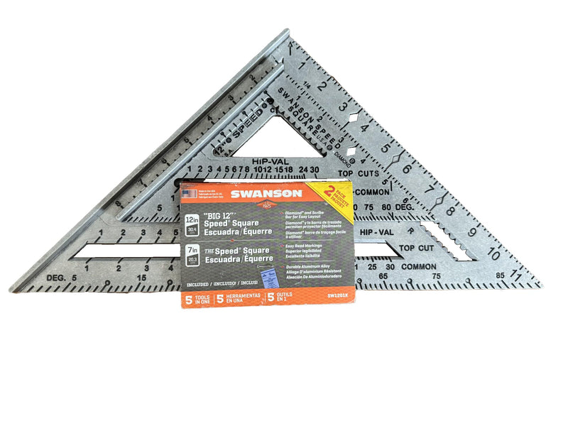 SWANSON Tool Co., Inc SW1201K Value Pack 7 inch Speed Square and Big 12 Speed Square (without layout bar) ships with Blue Book 7" & 12" (inches) Combo