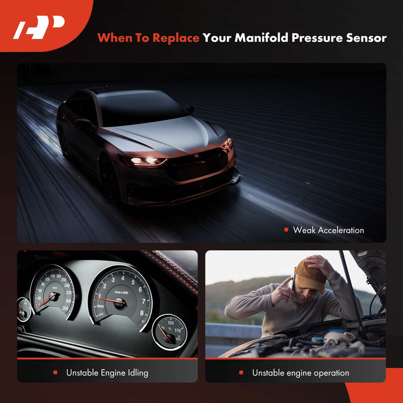 A-Premium Manifold Pressure (MAP) Sensor [4 Pins] Compatible with Jaguar XF 2009, Super V8 2007-2009, XJR 2007-2009, XKR 2003-2006, S-Type, X-Type & Land Rover Range Rover Sport & Lotus Exige