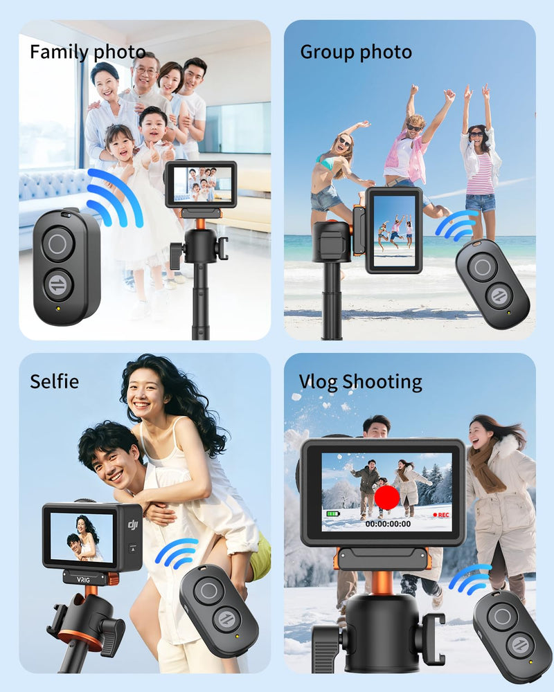 VRIG Bluetooth Remote Control Compatible with DJI Osmo Action 6/5 Pro/ 4/Osmo 360, 32ft Remote Control Range Smart Action Camera Accessories