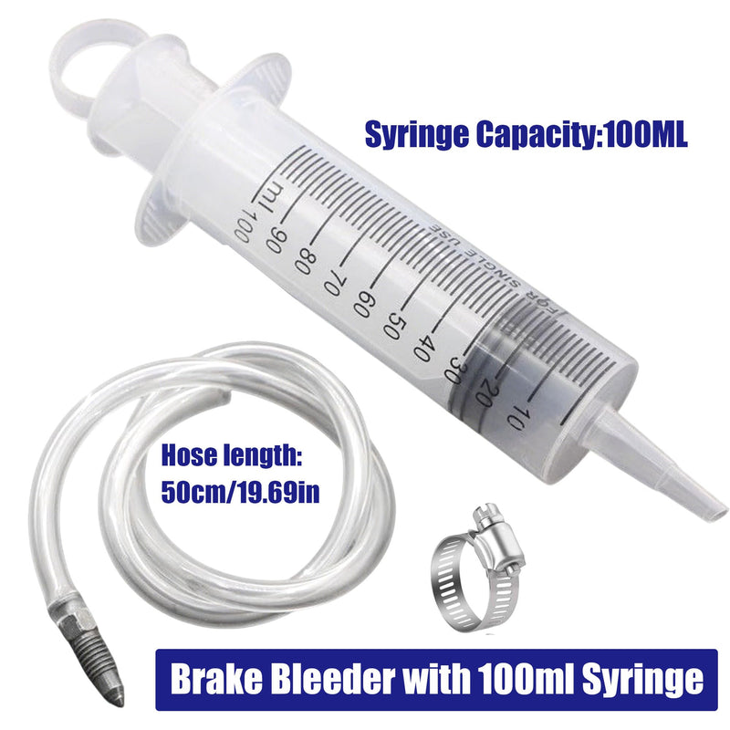 Brake Bleed Kit, Hydraulic Disc Brake Bleeding Kit Motorcycle Brake Bleeder Kit Includes 100ML Syringe 50cm Hose Oil Fluid Extractor Bleeder Tool for Motorbikes Brake System Repair Maintenance