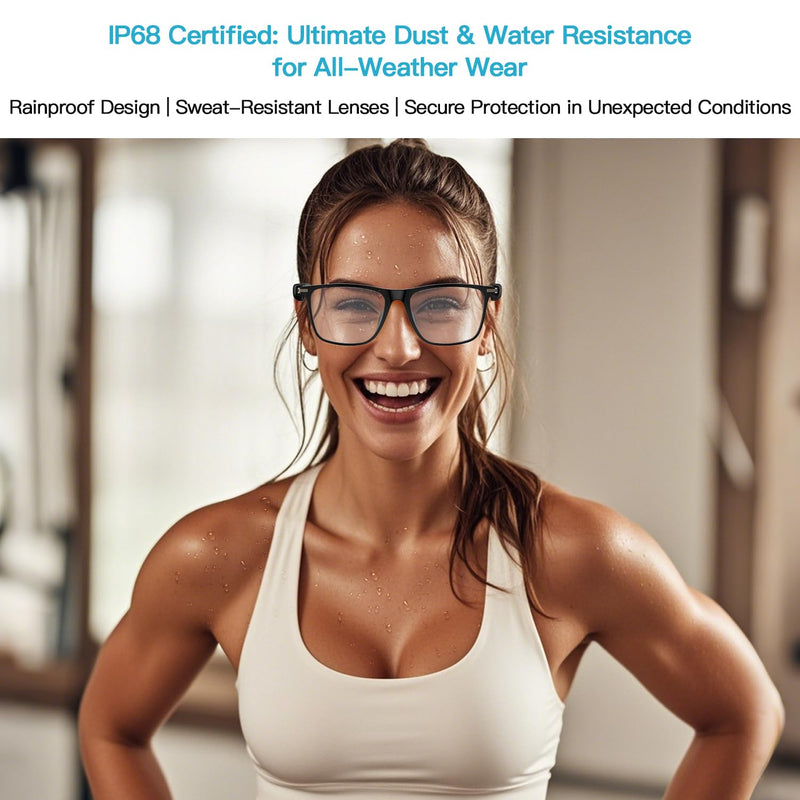 Smart Glasses for Men Women, Bluetooth Audio Glasses with Open Ear Design, Wireless Headphones, Hands-Free Calling, Voice Assistant Support, IP67 Waterproof, 6H Playtime for Working Relaxing M01 Smart Glasses-Clear