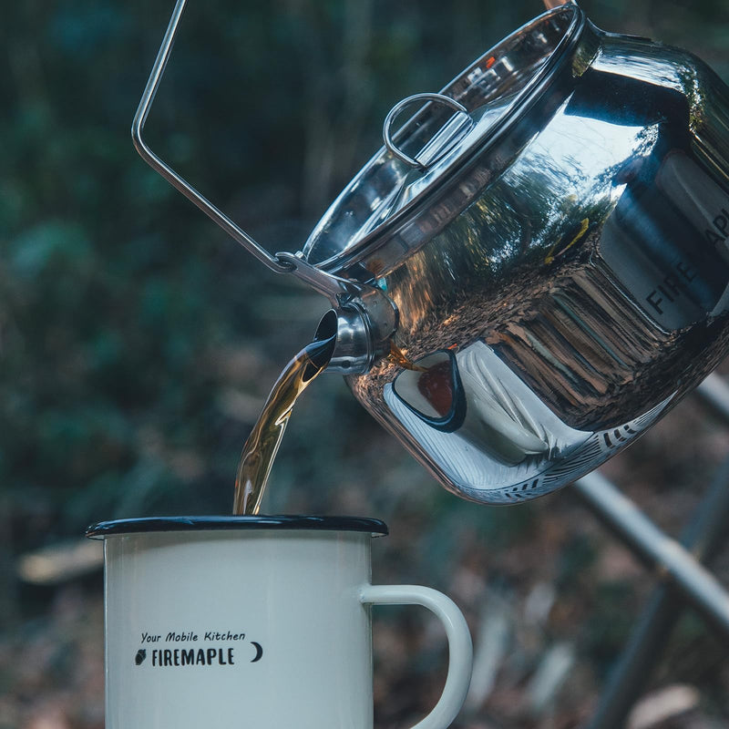 Fire-Maple Antarcti Portable 1.2 Liter Lightweight Stainless Steel Camping Kettle | Durable and Portable Camp Tea Pot | Ideal for Bushcraft and Outdoor Campfire Use 1.2L