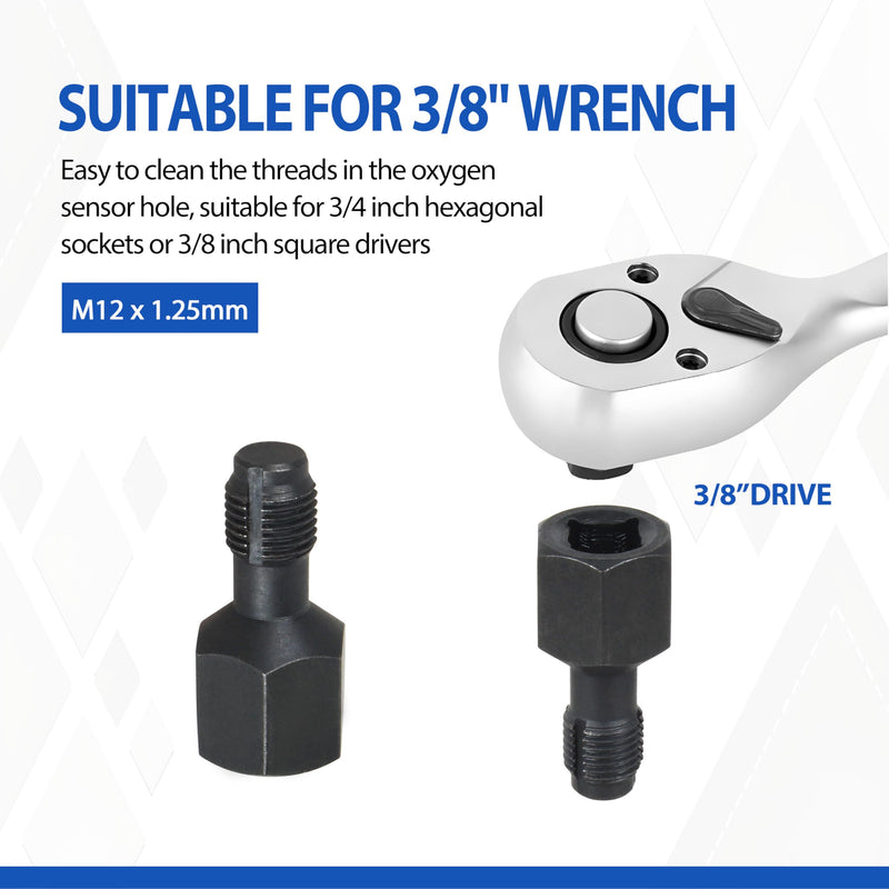 Oxygen Sensor Rethread Chaser M12 x 1.5mm and M18 x 1.5mm, use for Clean and Repair Damaged Threads,Thread Spark Plug Thread Repair