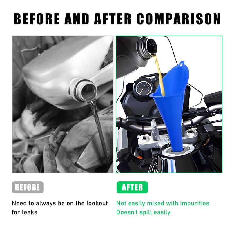 2 PCS Oil Funnel, Automotive Multi-Function Plastic Fuel Funnel with Long Neck, Universal Engine Oil Funnel for Filling Oils Gas Lubricants and Fluids, Car Accessories (Blue) Blue,2 PCS