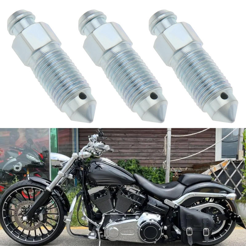 4Pcs Q235 Steel Brake Caliper Bleed Screw 3/8-24 Brake Caliper Bleed Screw Nipple Compatible with Harley-Davidson 502660 Silver