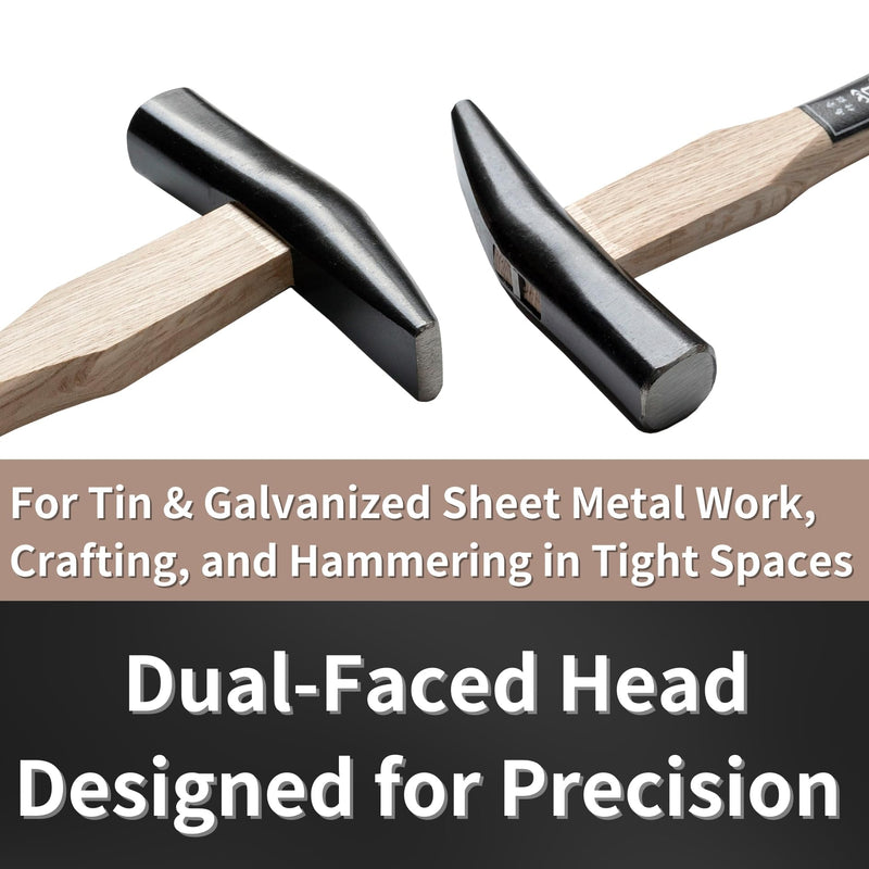 Sheet Metal Hammer 15 oz, Heavy Duty Forged Japanese Steel Head, Tinners Hammer Hand Tool for Setting, Riveting, Mechanic Purpose, Wood Handle, Made in JAPAN