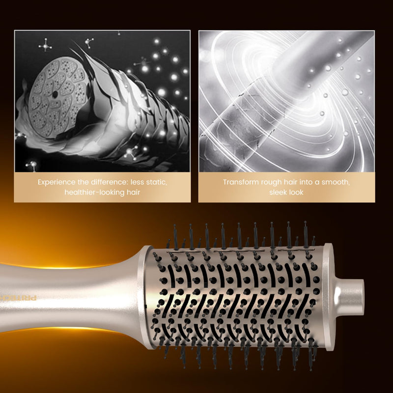 Hair Dryer Brush One-Step Hot Air Brush 1200W Hot Comb 2 Speed, 1 Cold Wind | Hot Brush for Hair Styling,Hot Comb Hair Styling Appliances,Volumiser and Curler, Ionic Frizz-Control Gold+black