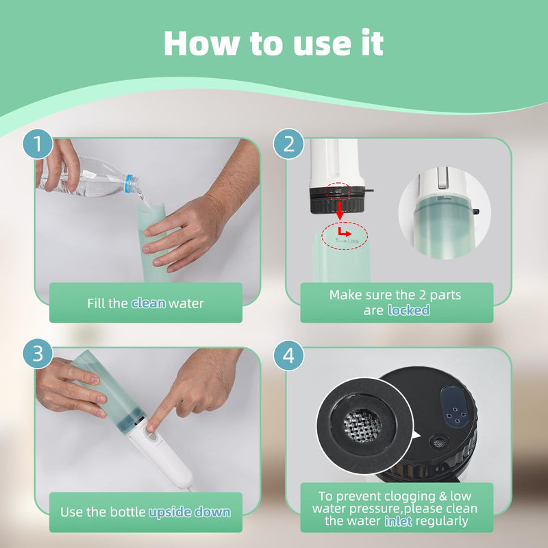 Hibbent Portable Bidet for Travel, High Pressure Handheld Electric Sprayer, Rechargeable Travel Bidet for Women & Men, Personal Hygiene Cleaning, Soothing Postpartum Care, perineal, Green 1 PACK