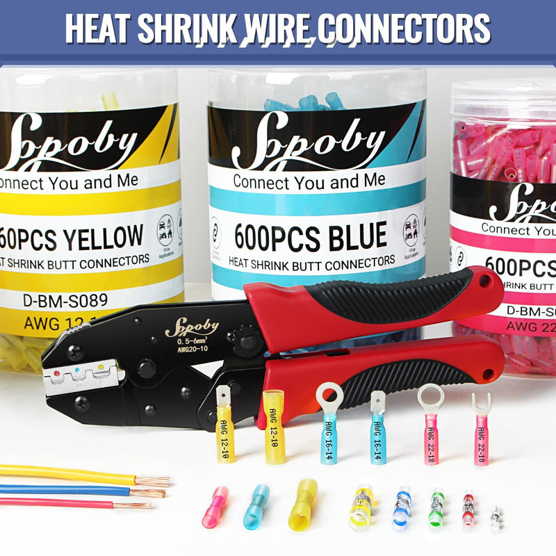 Sopoby 600PCS Heat Shrink Butt Connectors Blue 16-14 AWG-Tinned Red Copper Marine Grade Butt Connectors - Wire Splice Connectors- Waterproof Electrical Connectors for Marine,Boat,Stereo 600PCS BLUE