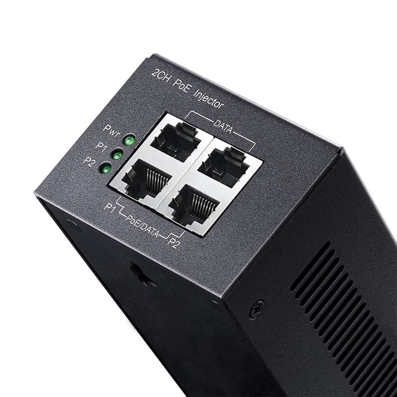Cudy 2 Channel Gigabit PoE Injector, 10/100/1000Mbps, 2 Gigabit Input, 2 PoE Output, 2 x 30 watts PoE Adapter, Wall-Mount, Comply with 802.3at / 802.3af, 48V