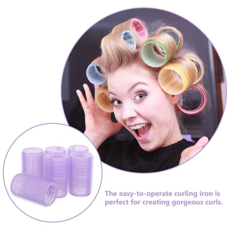 Uonlytech Self-Adhesive Hair Rollers Hair Curler Set for Diy Curls and Volume Curling Styling Tools for Home Use Reusable Plastic Hairdressing Rollers 6 Pack