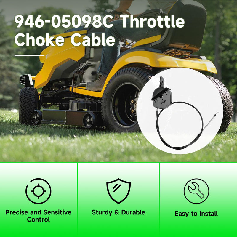 946-05098C Throttle Choke Cable Compatible with Cub Cad-et XT1 LT50 LT46 GT50 GT54 XT2 LX46 LX50 Craftsman MTD Riding Lawn Mower, 746-05098C Control Cable Lawnmower Parts 946-05098A 946-05098B 946-05098C