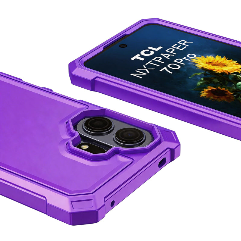 Case for TCL Nxtpaper 70 Pro 5G with Screen Protector Full Body Protection | TCL 70 Pro Phone Case Front Silicone Bumper Frosted PC Back Shockproof Rugged Corner Military Grade Design Purple